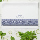 Wudu Blue & White Floral Border Personalised Wudhu Theedoek (Gevouwen)