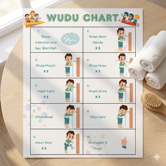 Wudu stappen voor kinderen Poster islamitische abl