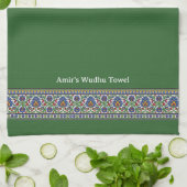 Wudu Turkish Floral Border Green Personal Wudhu Theedoek (Gevouwen)