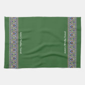 Wudu Turkish Floral Border Green Personal Wudhu Theedoek (Horizontaal)