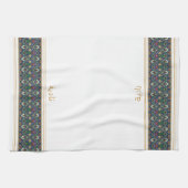 Wudu White Perian Flowers Custom Name Wudhu Towel Theedoek (Horizontaal)