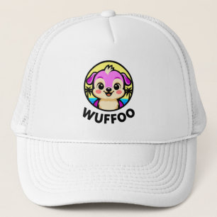 Wuffoo Adventures Cute Kawaii Puppy animatie logo Trucker Pet