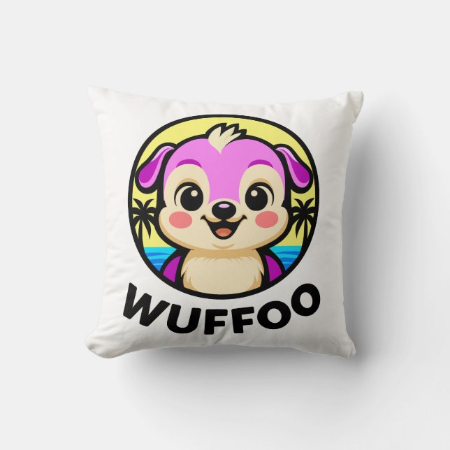Wuffoo Adventures Cute Kawaii Puppy animation logo Kussen (Voorkant)