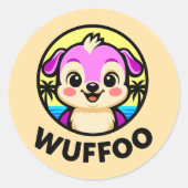 Wuffoo Adventures Cute Kawaii Puppy animation Ronde Sticker (Voorkant)