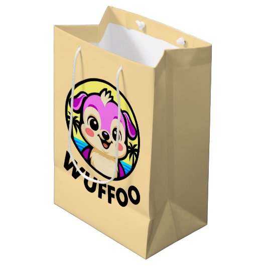 Wuffoo Avonturen Cute Kawaii Puppy animatie logo Medium Cadeauzakje (Voorkant Gekanteld)