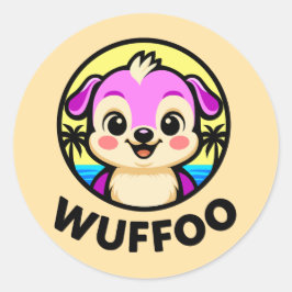 Wuffoo Avonturen Cute Kawaii Puppy-animatie  Ronde Sticker