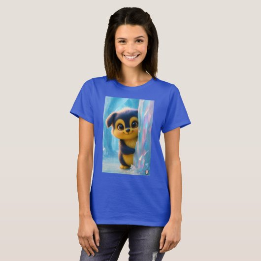 Wuffoo Molli Cute Kawaii Puppy Ice cave T-shirt (Voorkant volledig)