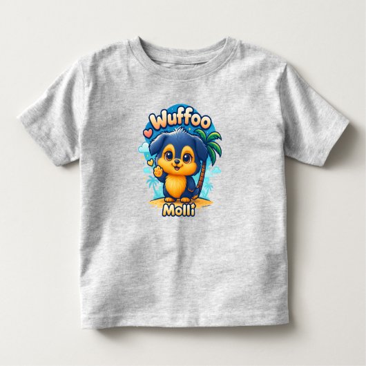 Wuffoo Molli Cute Kawaii Puppy Tropical Island  Kinder Shirts (Voorkant)