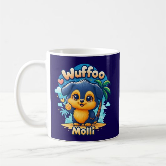 Wuffoo Molli Cute Kawaii Puppy Tropical Island  Koffiemok (Links)