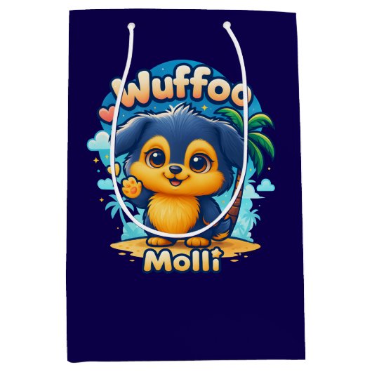Wuffoo Molli Cute Kawaii Puppy Tropical Island Medium Cadeauzakje (Voorkant)