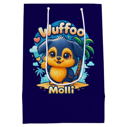 Wuffoo Molli Cute Kawaii Puppy Tropical Island Medium Cadeauzakje (Achterkant)