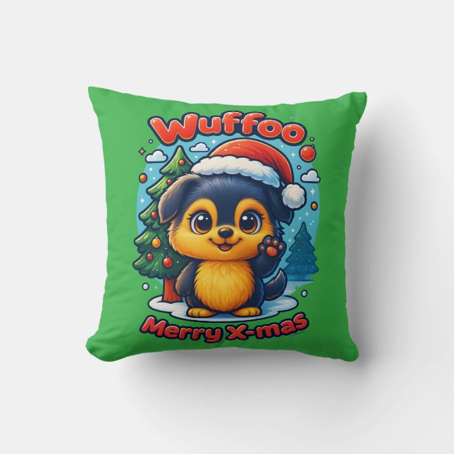 Wuffoo Molli Merry X-mas Kawaii 3D Holiday Kussen (Voorkant)
