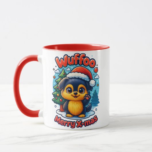 Wuffoo Molli Prettig Kerstfeest Kawaii 3D Mok (Links)