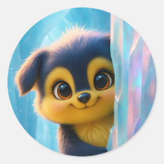 Wuffoo Molli Schattige Kawaii Hond IJs grot Ronde Sticker