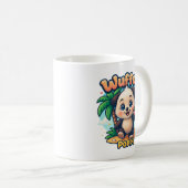 Wuffoo Poppi Cute Kawaii Puppy Tropical Island Koffiemok (Voorkant rechts)