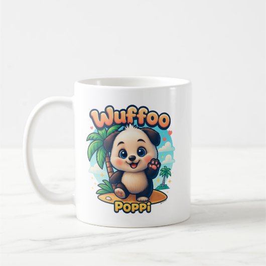Wuffoo Poppi Cute Kawaii Puppy Tropical Island Koffiemok (Links)