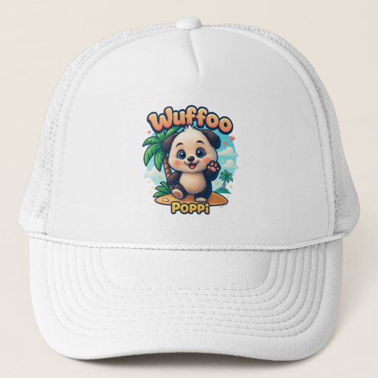 Wuffoo Poppi Cute Kawaii Puppy Tropical Island  Trucker Pet (Voorkant)
