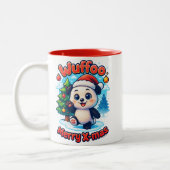 Wuffoo Poppi Merry X-mas Kawaii 3D Holiday Tweekleurige Koffiemok (Links)