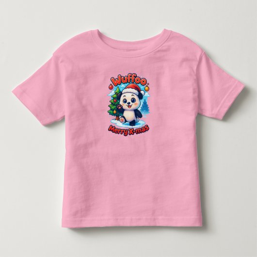 Wuffoo Poppi Prettig Kerstfeest Kawaii 3D Kinder Shirts (Voorkant)