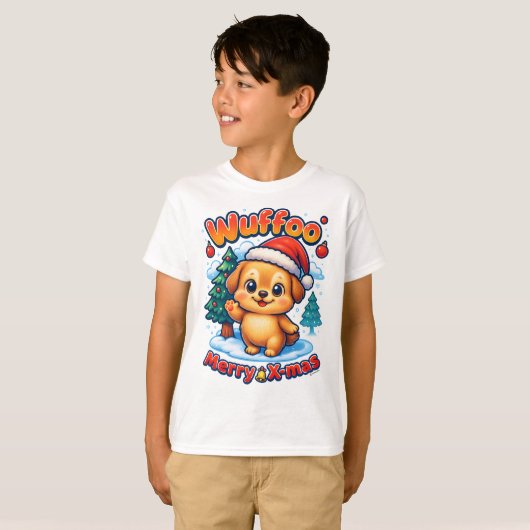Wuffoo Roony Merry X-mas Kawaii 3D Holiday T-shirt (Voorkant volledig)