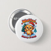 Wuffoo Roony Prettig Kerstfeest Kawaii 3D Feestdag Ronde Button 5,7 Cm (Voorkant /achterkant)