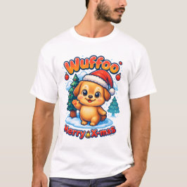 Wuffoo Roony Prettig Kerstfeest Kawaii 3D Feestdag T-shirt