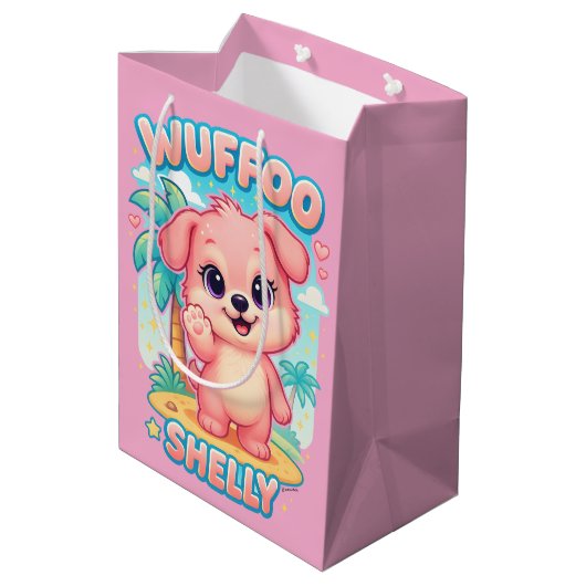 Wuffoo Shelly Kawaii Puppy Tropical Island Medium Cadeauzakje (Achterkant Gekanteld)