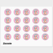 Wuffoo Shelly Kawaii Puppy Tropical Island Ronde Sticker (Vel)