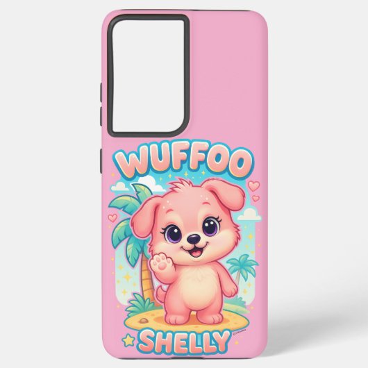 Wuffoo Shelly Kawaii Puppy Tropical Island Samsung Galaxy Hoesje (Achterkant)