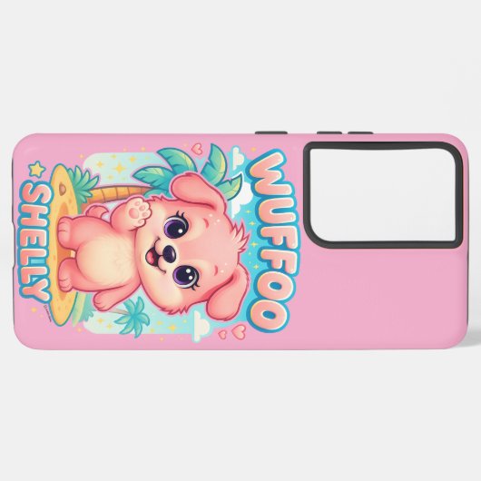 Wuffoo Shelly Kawaii Puppy Tropical Island Samsung Galaxy Hoesje (Linkerkant)