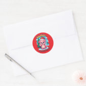 Wuffoo Shelly Prettig Kerstfeest Kawaii 3D Ronde Sticker (Envelop)
