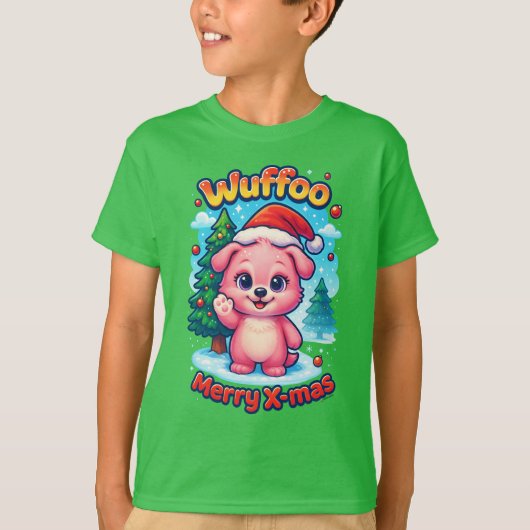 Wuffoo Shelly Prettig Kerstfeest Kawaii 3D T-shirt (Voorkant)