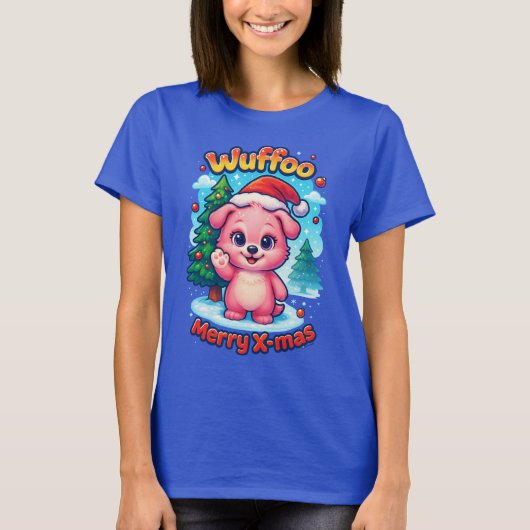 Wuffoo Shelly Prettig Kerstfeest Kawaii 3D T-shirt (Voorkant)