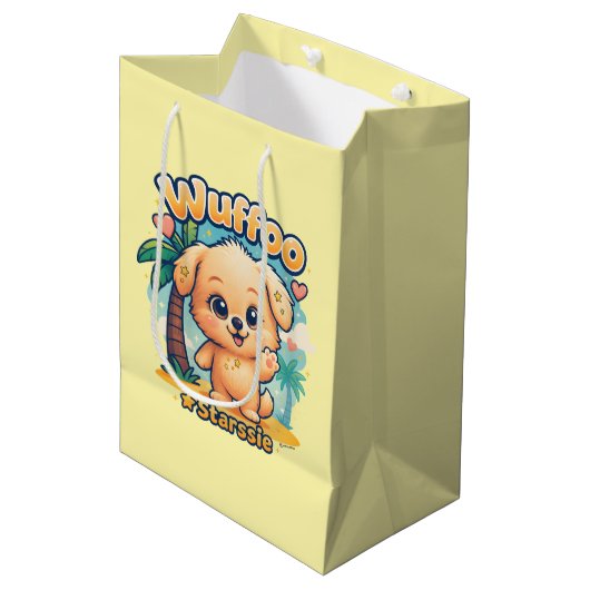 Wuffoo Starssie Kawaii Puppy Tropical Island Medium Cadeauzakje (Voorkant Gekanteld)