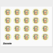 Wuffoo Starssie Kawaii Puppy Tropical Island Ronde Sticker (Vel)