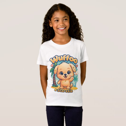 Wuffoo Starssie Kawaii Puppy Tropical Island T-shirt (Voorkant volledig)