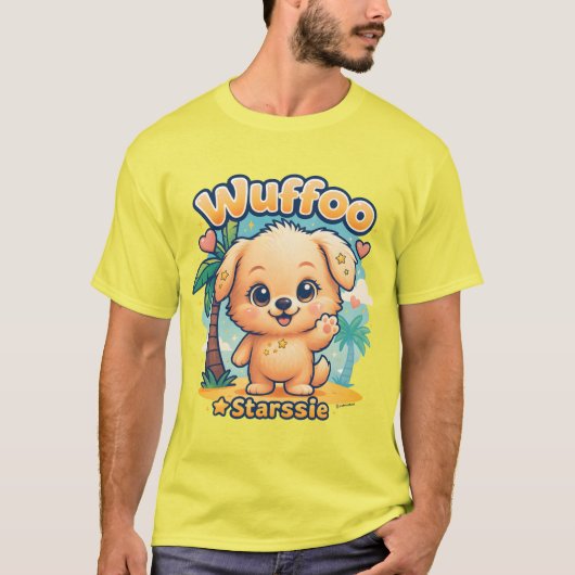 Wuffoo Starssie Kawaii Puppy Tropical Island tee T-shirt (Voorkant)