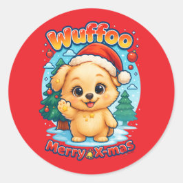 Wuffoo Starssie Kerstmis Kawaii 3D Holiday Ronde Sticker