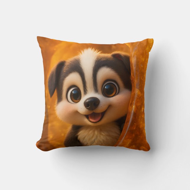 Wuffoo Surffie Cute Kawaii Puppy Amber Kussen (Voorkant)