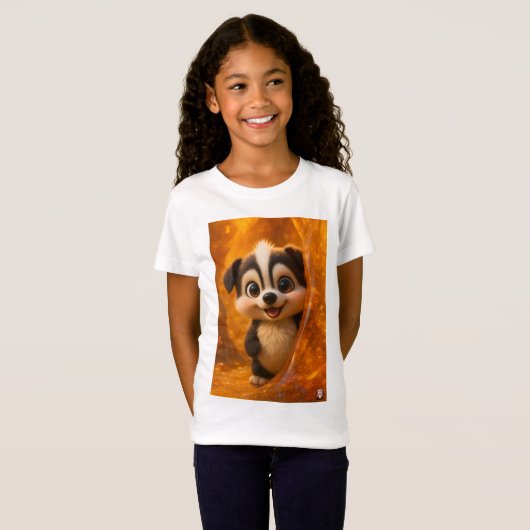 Wuffoo Surffie Cute Kawaii Puppy Amber T-shirt (Voorkant volledig)