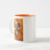 Wuffoo Surffie Cute Kawaii Puppy Amber Tweekleurige Koffiemok (Voorkant links)