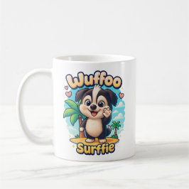Wuffoo Surffie Cute Kawaii Puppy Tropical Island Koffiemok