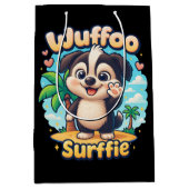 Wuffoo Surffie Cute Kawaii Puppy Tropical Island Medium Cadeauzakje (Voorkant)