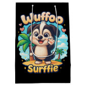 Wuffoo Surffie Cute Kawaii Puppy Tropical Island Medium Cadeauzakje (Achterkant)