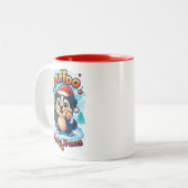 Wuffoo Surffie Merry X-mas Kawaii 3D Holiday Tweekleurige Koffiemok (Voorkant links)