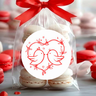 Wuftige Liefdesvogels Boho Rode Hartentuin Trouwda Ronde Sticker