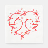 Wuftige Liefdesvogels Boho Rode Hartentuin Trouwda Servet (Voorkant)