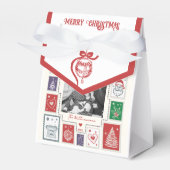 Wuftige Nostalgie Retro Postzegel Kerst Foto Bedankdoosjes (Voorkant Zijde)
