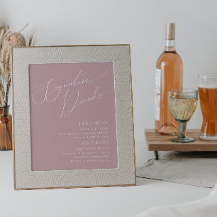Wuftige Script Stof Roze Handtekening Dranken Bord Poster