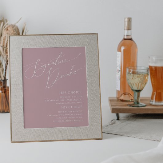 Wuftige Script Stof Roze Handtekening Dranken Bord Poster